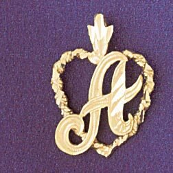 Dazzlers Jewelry Initial A Heart Pendant Necklace Charm Bracelet in Yellow, White or Rose Gold 9581…