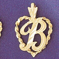Dazzlers Jewelry Initial B Heart Pendant Necklace Charm Bracelet in Yellow, White or Rose Gold 9581…