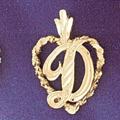 Dazzlers Jewelry Initial D Heart Pendant Necklace Charm Bracelet in Yellow, White or Rose Gold 9581…