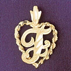 Dazzlers Jewelry Initial F Heart Pendant Necklace Charm Bracelet in Yellow, White or Rose Gold 9581…