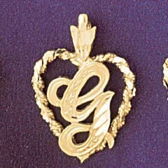 Dazzlers Jewelry Initial G Heart Pendant Necklace Charm Bracelet in Yellow, White or Rose Gold 9581…