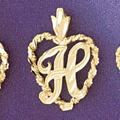 Dazzlers Jewelry Initial H Heart Pendant Necklace Charm Bracelet in Yellow, White or Rose Gold 9581…