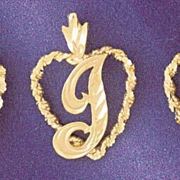 Dazzlers Jewelry Initial I Heart Pendant Necklace Charm Bracelet in Yellow, White or Rose Gold 9581…