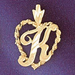 Dazzlers Jewelry Initial K Heart Pendant Necklace Charm Bracelet in Yellow, White or Rose Gold 9581…