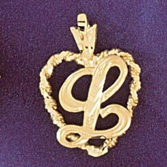 Dazzlers Jewelry Initial L Heart Pendant Necklace Charm Bracelet in Yellow, White or Rose Gold 9581…