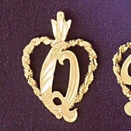 Dazzlers Jewelry Initial Q Heart Pendant Necklace Charm Bracelet in Yellow, White or Rose Gold 9581…