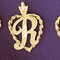 Dazzlers Jewelry Initial R Heart Pendant Necklace Charm Bracelet in Yellow, White or Rose Gold 9581…