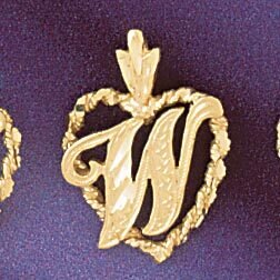 Dazzlers Jewelry Initial W Heart Pendant Necklace Charm Bracelet in Yellow, White or Rose Gold 9581…