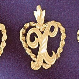 Dazzlers Jewelry Initial X Heart Pendant Necklace Charm Bracelet in Yellow, White or Rose Gold 9581…