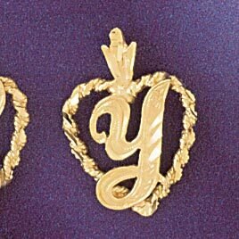 Dazzlers Jewelry Initial Y Heart Pendant Necklace Charm Bracelet in Yellow, White or Rose Gold 9581…