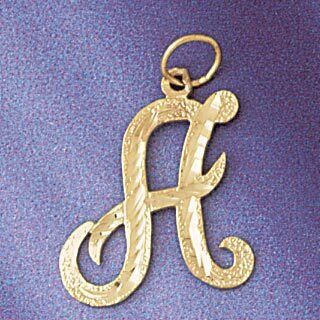 Initial A Classic Pendant Necklace Charm Bracelet in Yellow, White or Rose Gold 9559a