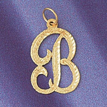 Dazzlers Jewelry Initial B Classic Pendant Necklace Charm Bracelet in Yellow, White or Rose Gold 95…