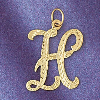 Initial H Classic Pendant Necklace Charm Bracelet in Yellow, White or Rose Gold 9559h