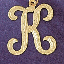 Initial K Classic Pendant Necklace Charm Bracelet in Yellow, White or Rose Gold 9559k