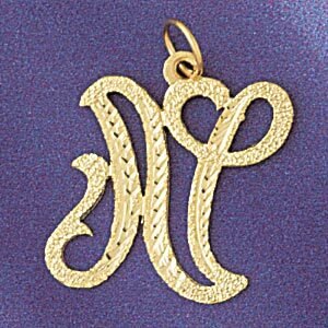 Initial N Classic Pendant Necklace Charm Bracelet in Yellow, White or Rose Gold 9559n