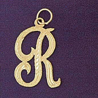 Initial R Classic Pendant Necklace Charm Bracelet in Yellow, White or Rose Gold 9559r