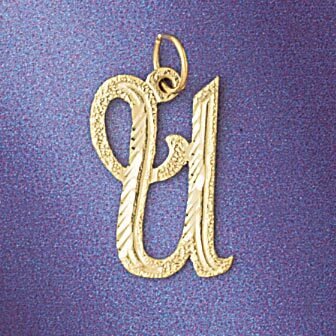 Initial U Classic Pendant Necklace Charm Bracelet in Yellow, White or Rose Gold 9559u