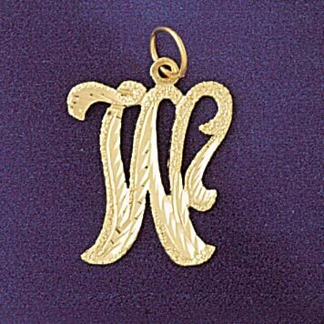 Initial W Classic Pendant Necklace Charm Bracelet in Yellow, White or Rose Gold 9559w