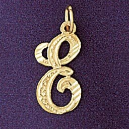 Dazzlers Jewelry Initial E Classic Pendant Necklace Charm Bracelet in Yellow, White or Rose Gold 95…
