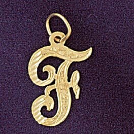 Initial F Classic Pendant Necklace Charm Bracelet in Yellow, White or Rose Gold 9560f
