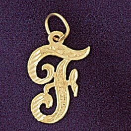 Dazzlers Jewelry Initial F Classic Pendant Necklace Charm Bracelet in Yellow, White or Rose Gold 95…
