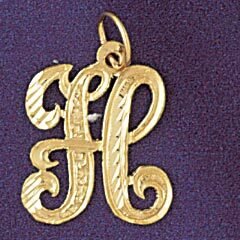 Dazzlers Jewelry Initial H Classic Pendant Necklace Charm Bracelet in Yellow, White or Rose Gold 95…