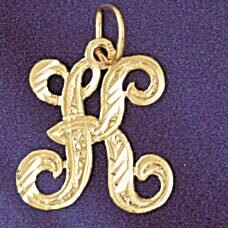 Dazzlers Jewelry Initial K Classic Pendant Necklace Charm Bracelet in Yellow, White or Rose Gold 95…