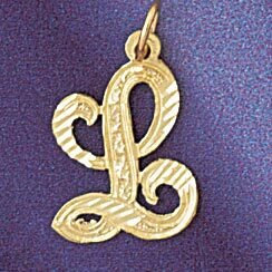 Dazzlers Jewelry Initial L Classic Pendant Necklace Charm Bracelet in Yellow, White or Rose Gold 95…