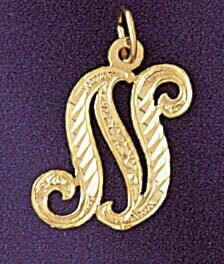 Dazzlers Jewelry Initial N Classic Pendant Necklace Charm Bracelet in Yellow, White or Rose Gold 95…