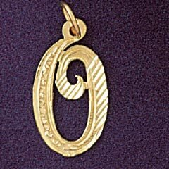 Initial O Classic Pendant Necklace Charm Bracelet in Yellow, White or Rose Gold 9560o