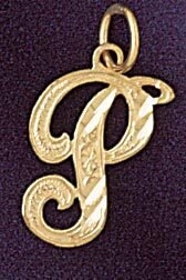 Dazzlers Jewelry Initial P Classic Pendant Necklace Charm Bracelet in Yellow, White or Rose Gold 95…