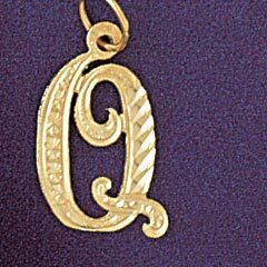 Initial Q Classic Pendant Necklace Charm Bracelet in Yellow, White or Rose Gold 9560q