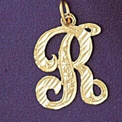 Dazzlers Jewelry Initial R Classic Pendant Necklace Charm Bracelet in Yellow, White or Rose Gold 95…