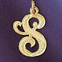 Dazzlers Jewelry Initial S Classic Pendant Necklace Charm Bracelet in Yellow, White or Rose Gold 95…