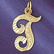 Dazzlers Jewelry Initial T Classic Pendant Necklace Charm Bracelet in Yellow, White or Rose Gold 95…
