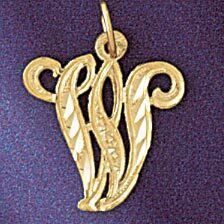 Dazzlers Jewelry Initial W Classic Pendant Necklace Charm Bracelet in Yellow, White or Rose Gold 95…