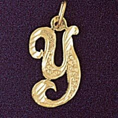 Initial Y Classic Pendant Necklace Charm Bracelet in Yellow, White or Rose Gold 9560y