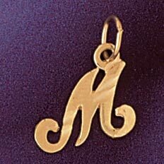 Initial M Pendant Necklace Charm Bracelet in Yellow, White or Rose Gold 9564m