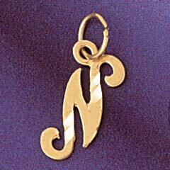 Dazzlers Jewelry Initial N Pendant Necklace Charm Bracelet in Yellow, White or Rose Gold 9564n, MPN…