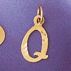 Initial Q Pendant Necklace Charm Bracelet in Yellow, White or Rose Gold 9564q