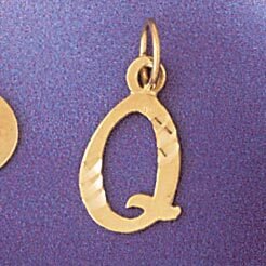 Dazzlers Jewelry Initial Q Pendant Necklace Charm Bracelet in Yellow, White or Rose Gold 9564q, MPN…