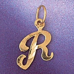 Initial R Pendant Necklace Charm Bracelet in Yellow, White or Rose Gold 9564r