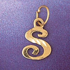 Initial S Pendant Necklace Charm Bracelet in Yellow, White or Rose Gold 9564s