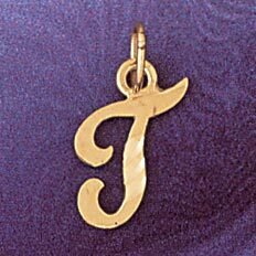 Dazzlers Jewelry Initial T Pendant Necklace Charm Bracelet in Yellow, White or Rose Gold 9564t, MPN…