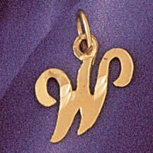 Dazzlers Jewelry Initial W Pendant Necklace Charm Bracelet in Yellow, White or Rose Gold 9564w, MPN…