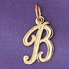Initial B Pendant Necklace Charm Bracelet in Yellow, White or Rose Gold 9565b