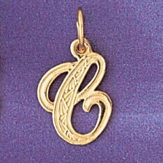 Initial C Pendant Necklace Charm Bracelet in Yellow, White or Rose Gold 9565c