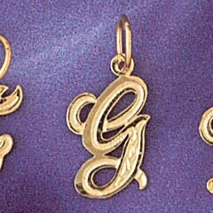 Initial G Pendant Necklace Charm Bracelet in Yellow, White or Rose Gold 9565g