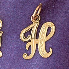 Initial H Pendant Necklace Charm Bracelet in Yellow, White or Rose Gold 9565h