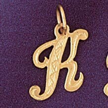 Initial K Pendant Necklace Charm Bracelet in Yellow, White or Rose Gold 9565k